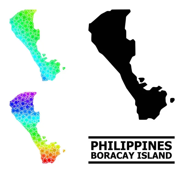 Rainbow Gradient Stared Mosaic Map of Boracay Island Collage — Διανυσματικό Αρχείο
