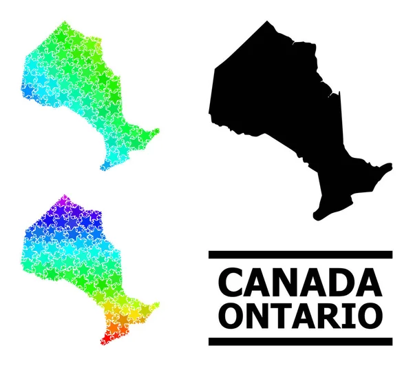 Ψηφιδωτός χάρτης της επαρχίας Οντάριο Collage Rainbow Gradient Stars — Διανυσματικό Αρχείο