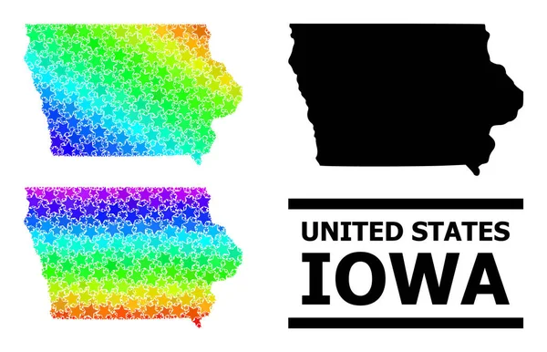 Mappa del mosaico stellare di Rainbow Gradient dell'Iowa State Collage — Vettoriale Stock