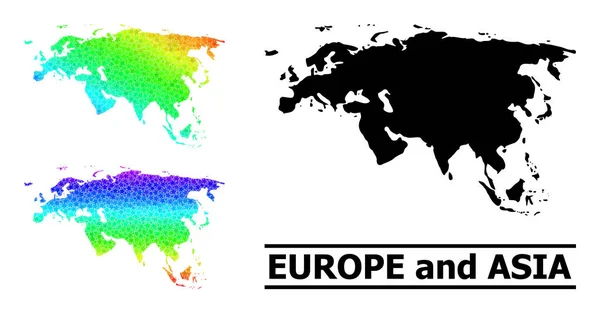 Spektrum Gradient Stars Mosaic Karta över Europa och Asien Collage — Stock vektor
