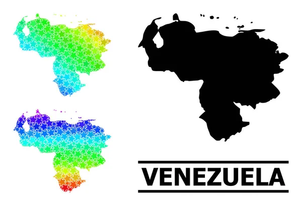 스펙트럼 복사 별 모자이크 베네수엘라 콜라주 지도 — 스톡 벡터