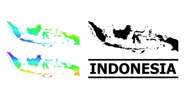 Spectral Colored Gradient Starred Mosaic Mapa de Indonesia Collage — Vector de stock