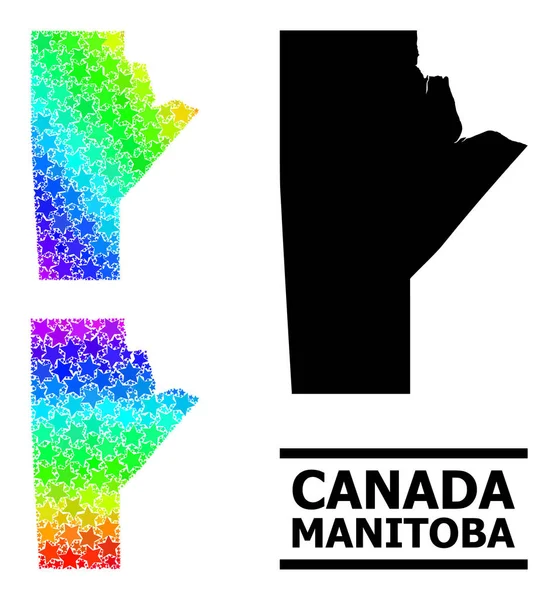 Spectrum Gradient Stared Mosaic Map of Manitoba Province Collage — Διανυσματικό Αρχείο
