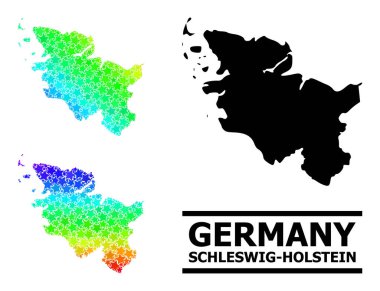 Schleswig-Holstein eyâletinin Hayalet Renkli Gradyan Yıldız Mozaik Haritası