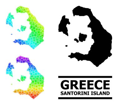Gökkuşağı Gradyan Santorini Adası Kolajı Mozaik Haritası