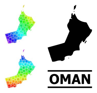 Umman Kolajı Gökkuşağı Gradyan Yıldız Mozaik Haritası