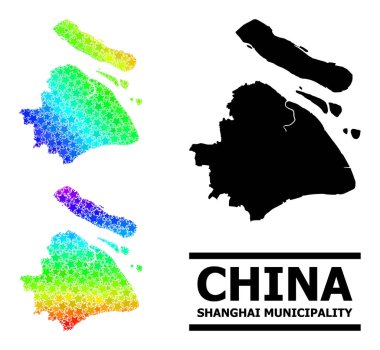 Hayali Renkli Gradyan Yıldız Mozaik Şangay Belediyesi Kolajı