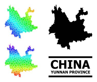 Hayalet Renkli Gradyan Yunnan Eyaleti Kolajı Mozaik Haritası