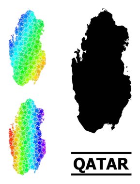 Gökkuşağı Gradyan Yıldız Katar Kolajı Mozaik Haritası