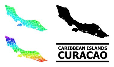 Hayalet Renkli Gradyan Curacao Adası Kolajı Mozaik Haritası