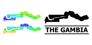 Gökkuşağı Gradyan Yıldızlı Gambiya Kolajı Mozaik Haritası