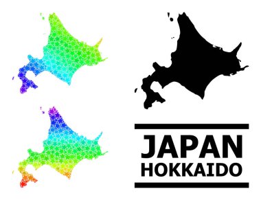 Hokkaido Adası Kolajı Gradyan Yıldız Mozaik Haritası