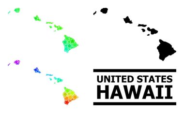 Gökkuşağı Gradyan Hawaii Eyaleti Kolajı Mozaik Haritası