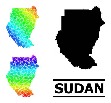 Spektrum Gradyan Yıldız Mozaik Sudan Kolajı Haritası