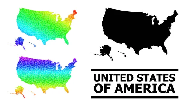 Tęcza Gradient Stars Mozaika Mapa USA Territories Collage — Wektor stockowy