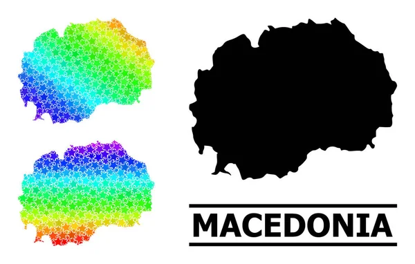 Spektral Colored Gradient Star Mosaic Map of Macedonia Collage — Stockvektor