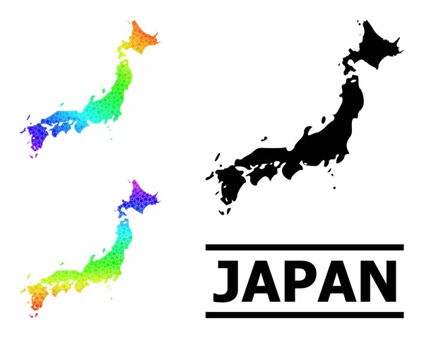 Spektrum-Gradienten-Sterne-Mosaik-Karte von Japan Collage — Stockvektor