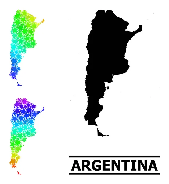 Rainbow Gradient Starred Mosaic Mapa de Argentina Collage — Archivo Imágenes Vectoriales