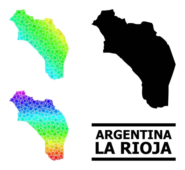 Spectral Colored Gradient Star Mosaic Mapa de Argentina - La Rioja Collage — Vector de stock