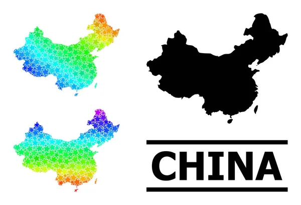 Gökkuşağı Gradyan Çin Mozaik Haritası — Stok Vektör