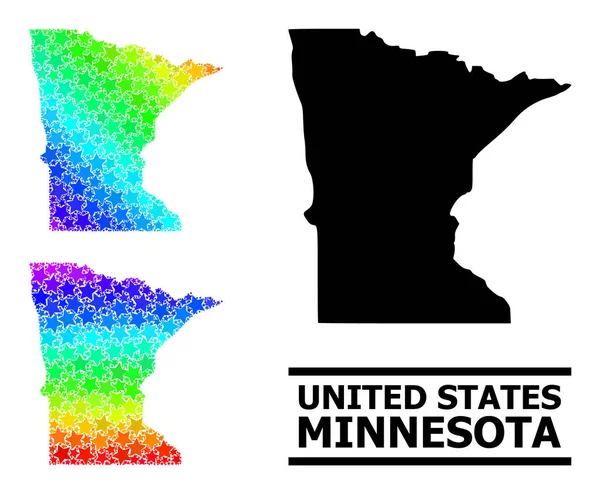 Minnesota Eyaleti Gökkuşağı Gradyan Yıldız Mozaik Haritası — Stok Vektör