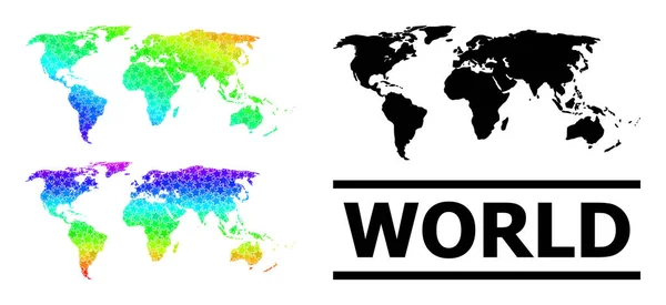 Rainbow Gradient Stars Mosaikkarte der Weltcollage — Stockvektor