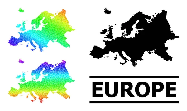 Mapa de Spectrum Gradient Star Mosaic da Europa Colagem — Vetor de Stock