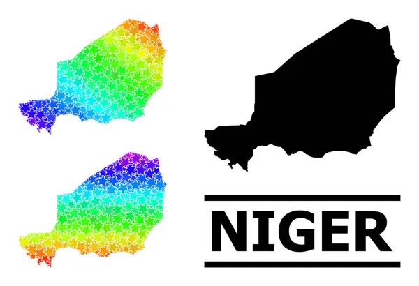 Spektrum-Gradient Sternenmosaik-Karte von Niger Collage — Stockvektor