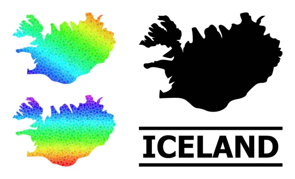 Spectral Colored Gradient Starred Mosaic Map of Iceland Collage — стоковий вектор