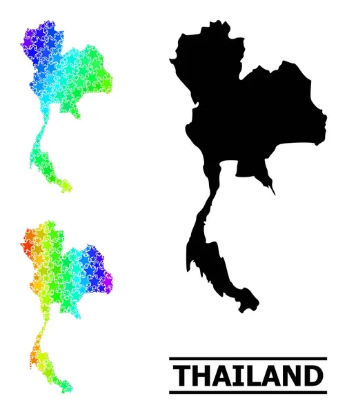 Rainbow Gradient Stars Mosaic Map of Thailand Collage — Stock Vector