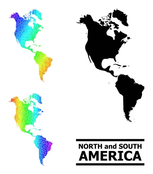 Spectrum Gradient Star Mosaic Mapa de América del Sur y del Norte Collage — Archivo Imágenes Vectoriales