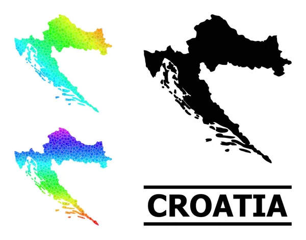 Rainbow Gradient Starred Mosaic Map of Croatia Collage — Stockvektor