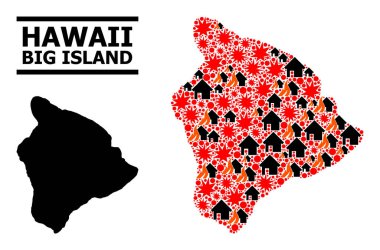 Hawaii Savaş Mozaik Haritası Büyük Ada
