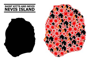 Nevis Adası Savaş Kolajı Haritası