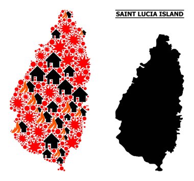 Saint Lucia Adasının Savaş Düzeni Haritası