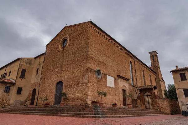 Kostel Sant Agostino Katolické Místo Uctívání Historickém Centru San Gimignano — Stock fotografie