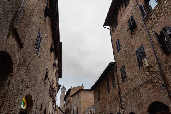 San Gimignano Město Toskánsku Centrem Jeho Historického Centra Náměstí Piazza — Stock fotografie