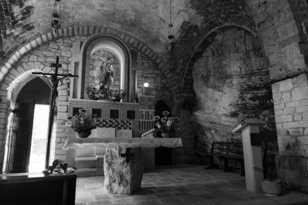 Grotta San Michele Arcangelo Reconstruída Ampliada 1890 Sobre Restos Antiga — Fotografia de Stock