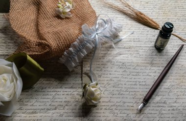 Composition for wedding with garter