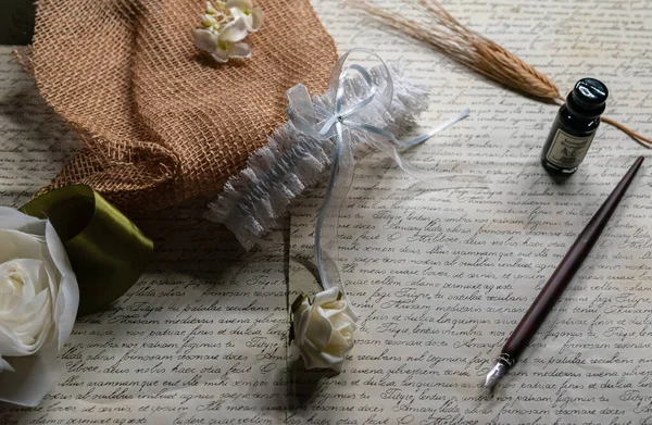 Composition for wedding with garter