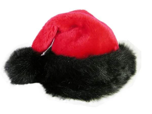 Santa hat z czarnego futra — Zdjęcie stockowe