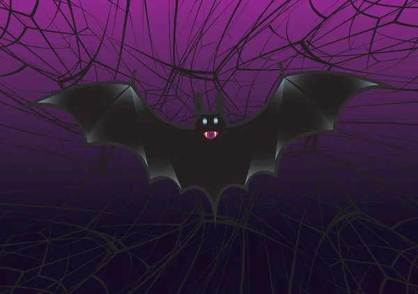 Vleermuis Spinnenweb Achtergrond Abstracte Illustratie Voor Halloween Vectorafbeelding — Stockvector