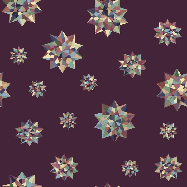 Naadloos Kerstpatroon Abstracte Geometrische Vorm Polyeder Uit Piramiden Vectorillustratie — Stockvector