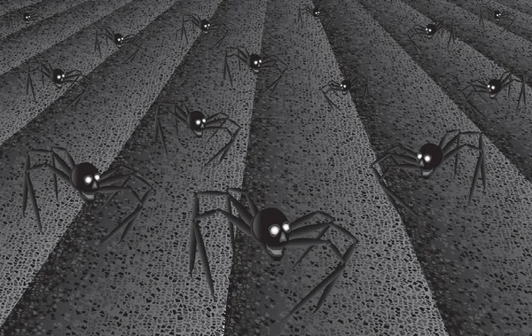 Halloween Spinnen Auf Dunkelgrauem Welligem Hintergrund Vektorillustration — Stockvektor