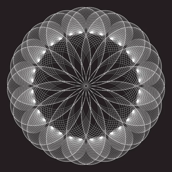 Mandala Flor Floco Neve Linear Vector Espiral Padrão Textura Elemento — Vetor de Stock