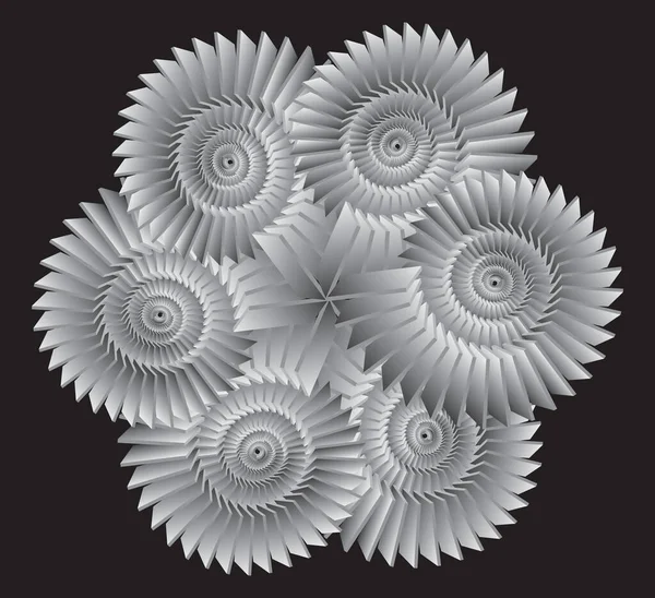 Цветок Элемент Дизайна Наполовину Векторная Спираль Текстура Серыми Кирпичами — стоковый вектор