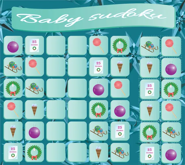 Baby Sudoku Con Coloridos Símbolos Navideños Juego Para Niños Edad Ilustraciones de stock libres de derechos