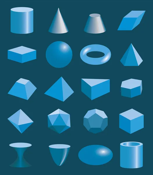 Set Volumetric Geometrical Colored Shapes Vector Illustration — Stock Vector