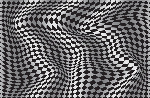 波板を確認 抽象3D黒と白の幻想 波形歪み効果のパターンまたは背景 ベクターイラスト — ストックベクタ