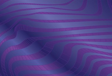 Dalgalı çizgili yüzey. Soyut üç boyutlu illüzyonlar. Dalgalı çarpıtma etkisi olan bir model ya da arka plan. Vektör illüstrasyonu